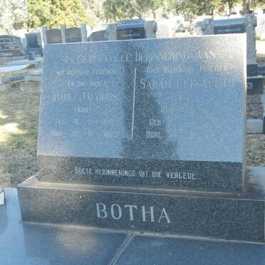 BOTHA Paul Jacobus 1891-1963 &amp; Sarah Elizabeth VOSLOO 1892-1983