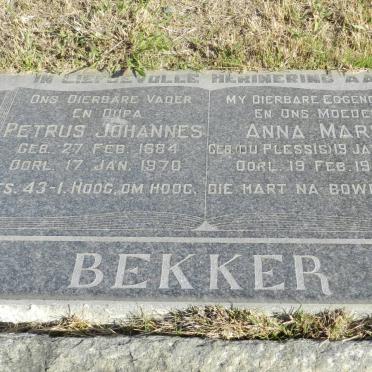 BEKKER Petrus Johannes 1884-1970 &amp; Anna Maria DU PLESSIS 1894-1956