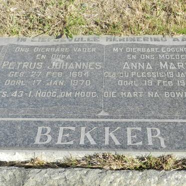BEKKER Petrus Johannes 1884-1970 &amp; Anna Maria DU PLESSIS 1894-1956
