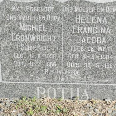 BOTHA Michiel Cronwright 1898-1966 &amp; Helena Francina Jacoba DE WET 1904-1967