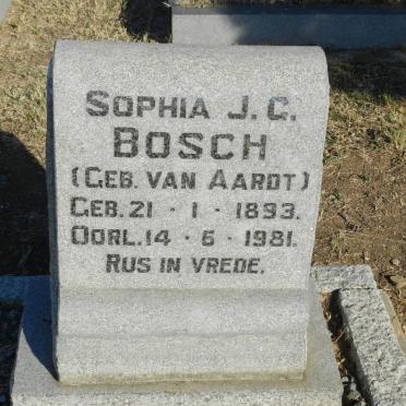 BOSCH Sophia J.G. nee VAN AARDT 1893-1981