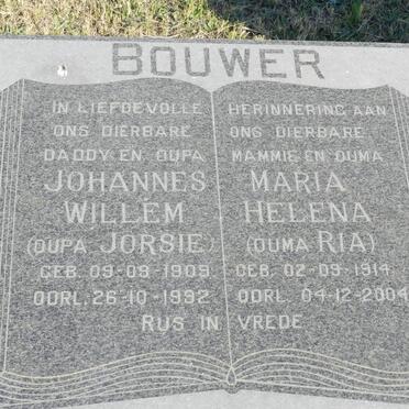 BOUWER Johannes Willem 1909-1992 &amp; Maria Helena 1914-2004