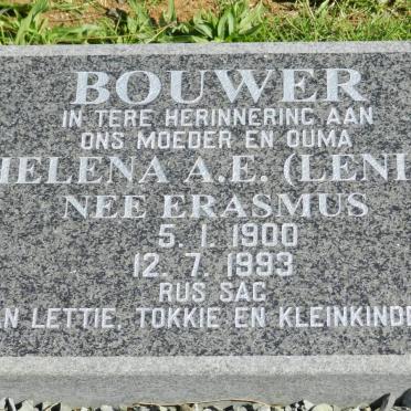 BOUWER Helena A.E. nee ERASMUS 1900-1993