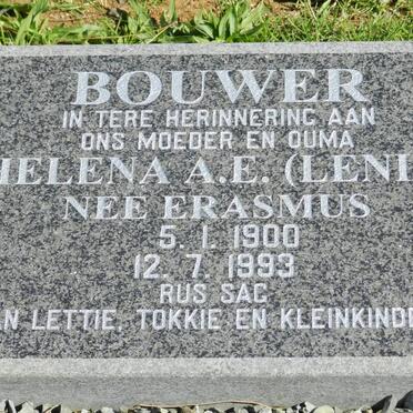 BOUWER Helena A.E. nee ERASMUS 1900-1993