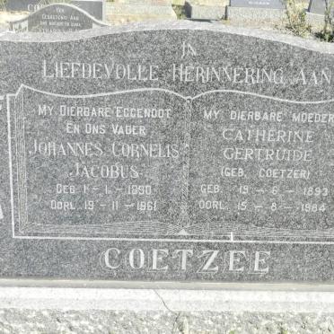 COETZEE Johannes Cornelis Jacobus 1890-1961 &amp; Catherine Gertruide COETZER 1893-1984