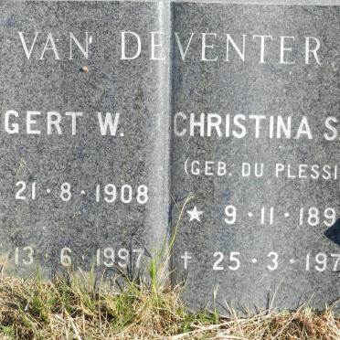 DEVENTER Gert W., van 1908-1997 &amp; Christina S.N. DU PLESSIS 1899-1975