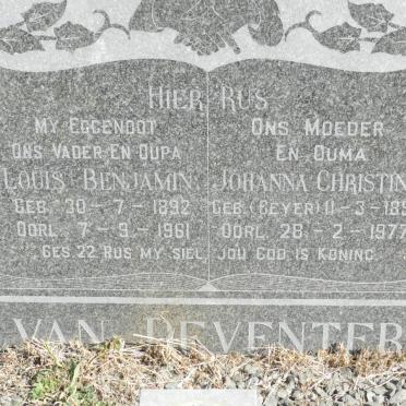 DEVENTER Louis Benjamin, van 1892-1961 &amp; Johanna Christina GEYER 1896-1977