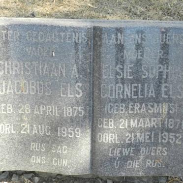 ELS Christiaan A. Jacobus 1875-1959 &amp; Elsie Sophia Cornelia ERASMUS 1876-1952