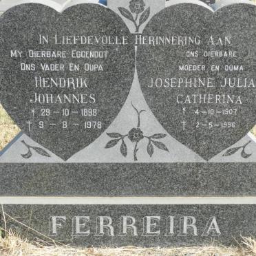 FERREIRA Hendrik Johannes 1898-1978 &amp; Josephine Juliana Catherina 1907-1996
