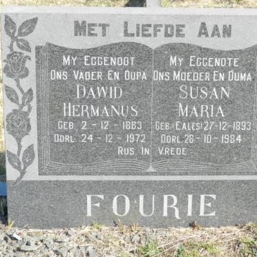 FOURIE Dawid Hermanus 1883-1972 &amp; Susan Maria EALES 1893-1984