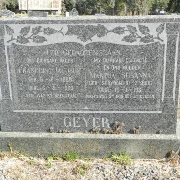 GEYER Francois Jacobus 1899-1963 &amp;  Martha Susanna STRYDOM 1906-1961