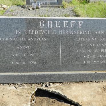 GREEFF Christoffel Andreas 1917-1996 &amp; Catharina Johanna Helena DU PLESSIS 1924-1995