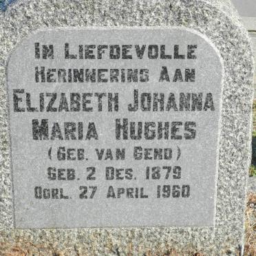 HUGHES Elizabeth Johanna Maria nee VAN GEND 1879-1960