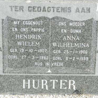 HURTER Hendrik Willem 1907-1962 &amp; Anna Wilhelmina 1906-1999