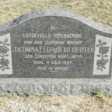 HURTER Jacomina Elizabeth nee GREEFF 1877-1957
