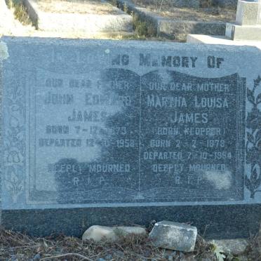 JAMES John Edward 1873-1958 &amp; Martha Louisa KLOPPER 1878-1954