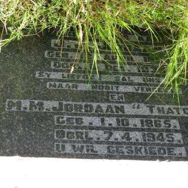 JORDAAN J.J. 1869-1936 &amp; M.M. THATCHER 1865-1945