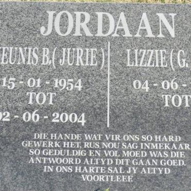 JORDAAN Theunis B. 1954-2004 &amp; G.A.E. 1958-