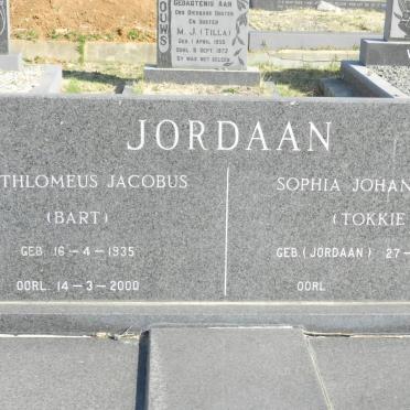 JORDAAN Barthlomeus Jacobus 1935-2000 &amp; Sophia Johanna JORDAAN 1940-