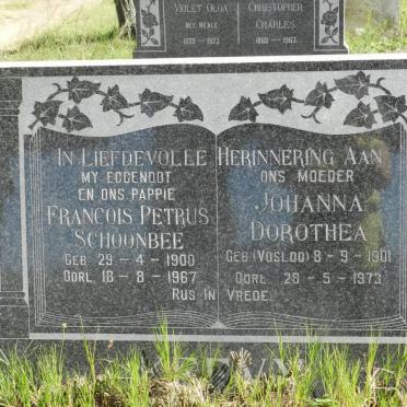 KEEVY Francois Petrus Schoonbee 1900-1967 &amp; Johanna Dorothea VOSLOO 1901-1973