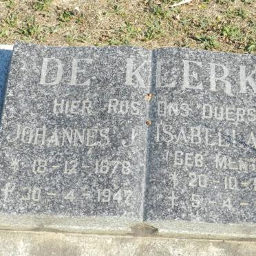 KLERK Johannes J., de 1878-1947 &amp; Isabella E. 1889-1979