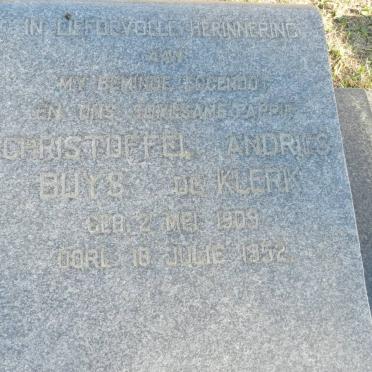 KLERK Christoffel Andries Buys, de 1909-1952