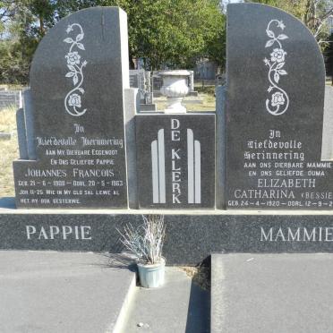 KLERK Johannes Francois, de 1908-1963 &amp; Elizabeth Catharina 1920-2002