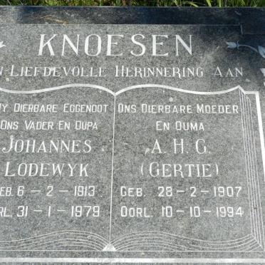 KNOESEN Johannes Lodewyk 1913-1979 &amp; A.H.G. 1907-1994