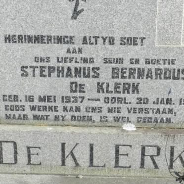 KLERK Stephanus Bernardus, de 1937-1953