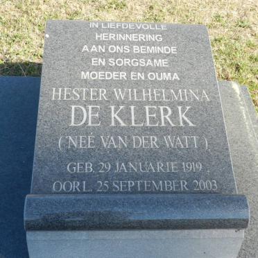 KLERK Hester Wilhelmina, de nee VAN DER WATT 1919-2003