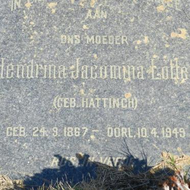 LOTTER Hendrina Jacomina nee HATTINGH 1867-1949