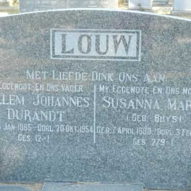 LOUW Willem Johannes Durandt 1885-1954 &amp; Susanna Maria BUYS 1890-1982