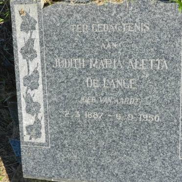 LANGE Judith Maria Aletta, de nee VAN AARDT 1887-1950