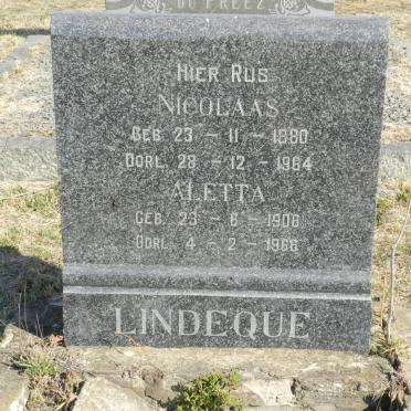 LINDEQUE Nicolaas 1880-1964 &amp; Aletta 1908-1966