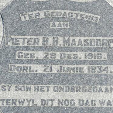 MAASDORP Pieter B.B. 1916-1934
