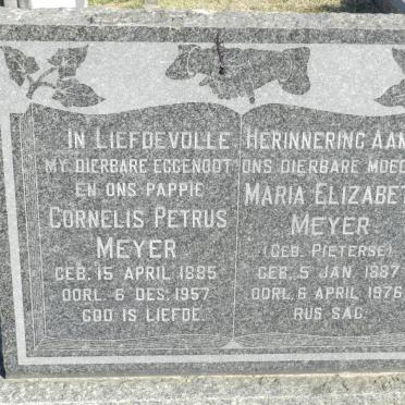 MEYER Cornelis Petrus 1885-1957 &amp; Maria Elizabeth PIETERSE 1887-1976