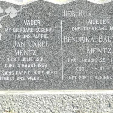 MENTZ Jan Carel 1901-1956 &amp; Henderika Balthazer BOSCH 1914-1978