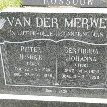 MERWE Pieter Hendrik, van der 1920-1979 &amp; Gertruida Johanna 1924-1998