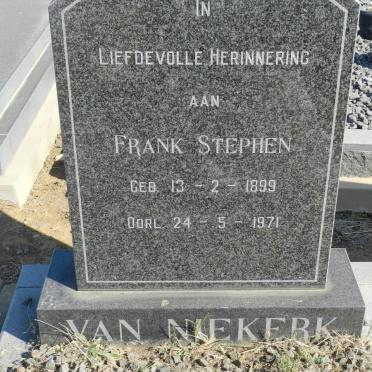 NIEKERK Frank Stephen, van 1899-1971