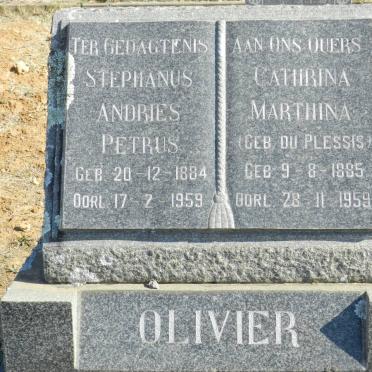 OLIVIER Stephanus Andries Petrus 1884-1959 &amp; Cathrina Marthina DU PLESSIS 1885-1959