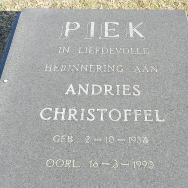 PIEK Andries Christoffel 1937-1990