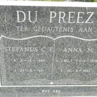 PREEZ Stefanus C.F., du 1899-1971 &amp; Anna M. NEL 1905-1983