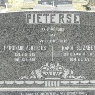 PIETERSE Ferdinand Albertus 1895-1979 &amp; Maria Elizabeth OELOFSE 1899-1973