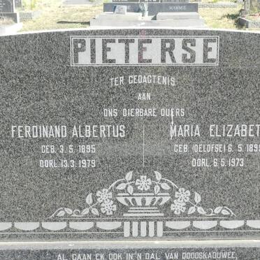 PIETERSE Ferdinand Albertus 1895-1979 &amp; Maria Elizabeth OELOFSE 1899-1973