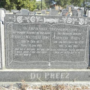 PREEZ Charles Matthias Rowe, du 1877-1960 &amp; Cornelia Maria S. van ROOYEN 1878-1962