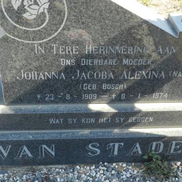 STADEN Johanna Jacoba Alexina, van nee BOSCH 1909-1974