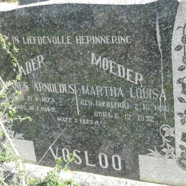 VOSLOO Johannes Arnoldus 1873-1949 &amp; Martha Louisa DE KLERK 1880-1952