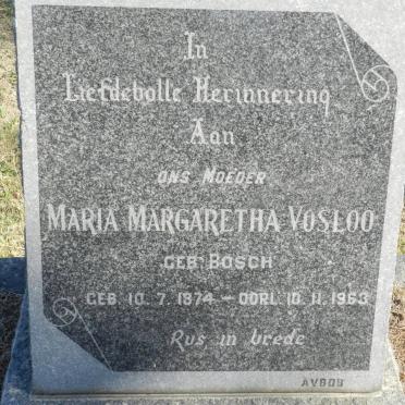 VOSLOO Maria Margaretha nee BOSCH 1874-1963