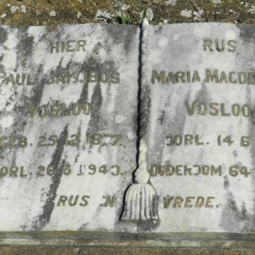VOSLOO Paul Jakobus 1877-1940 &amp; Maria Magdalena -1946