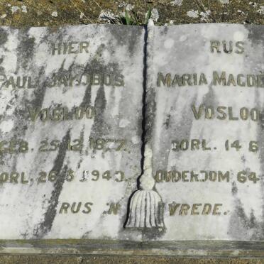 VOSLOO Paul Jakobus 1877-1940 &amp; Maria Magdalena -1946